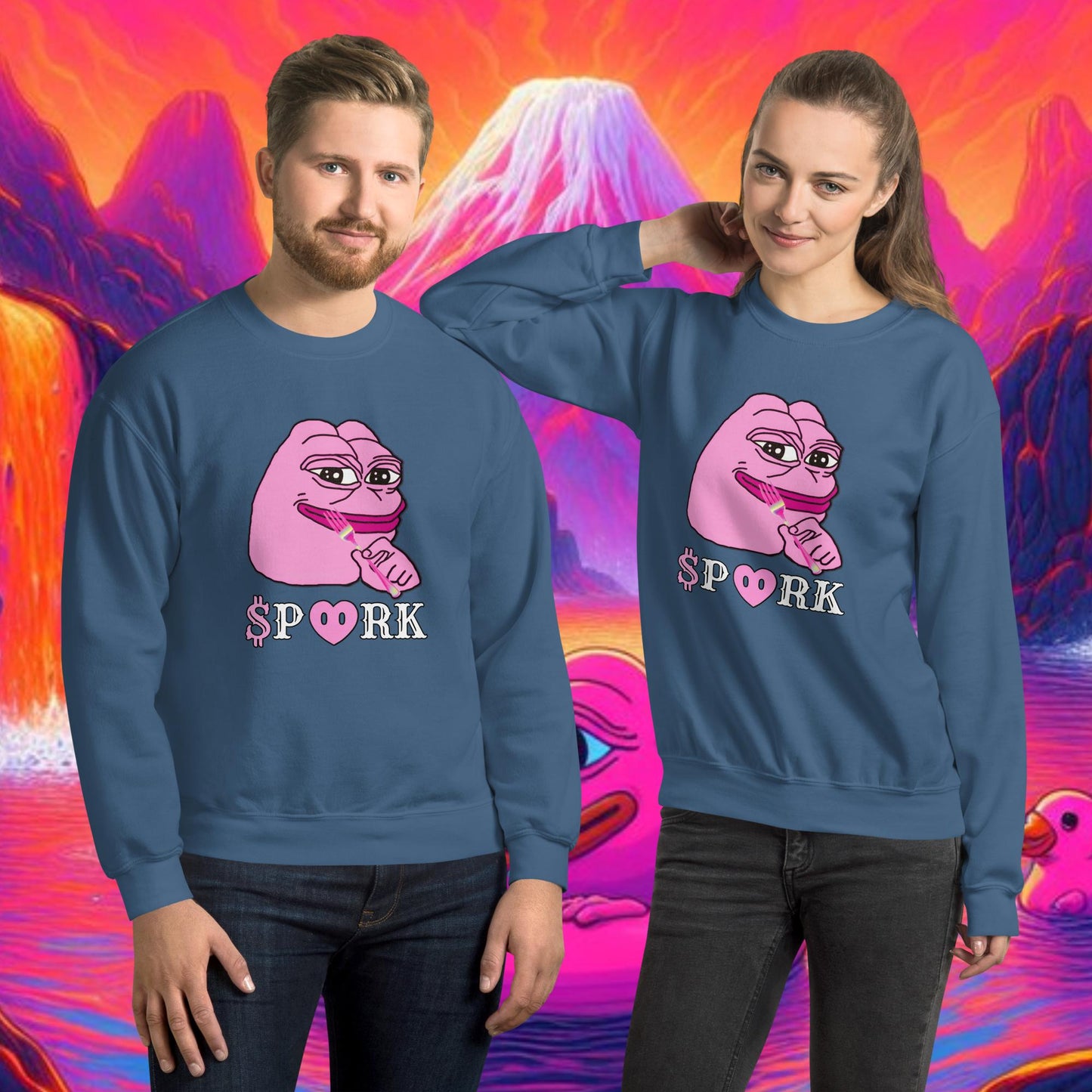 AU-D001#S-001 PINK PEPE $PORK Unisex Crew Neck Sweatshirt