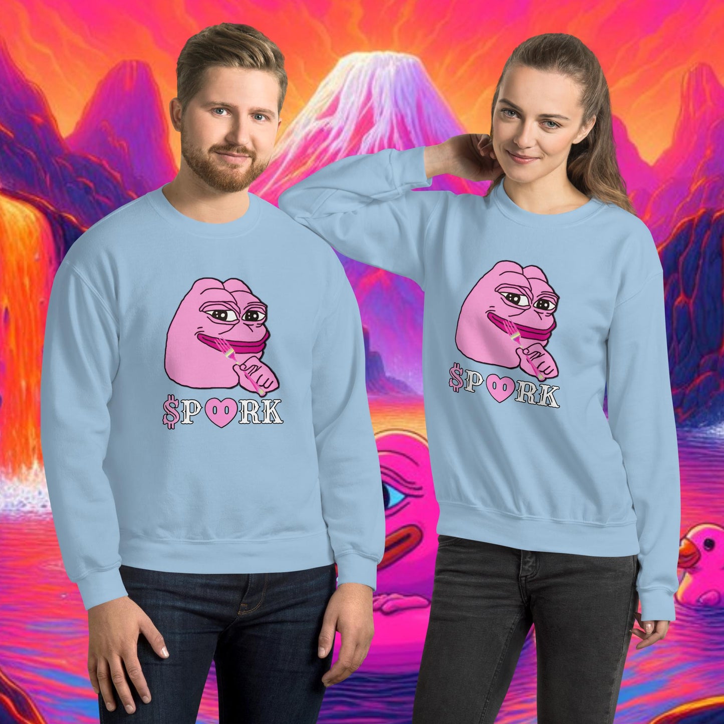 AU-D001#S-001 PINK PEPE $PORK Unisex Crew Neck Sweatshirt