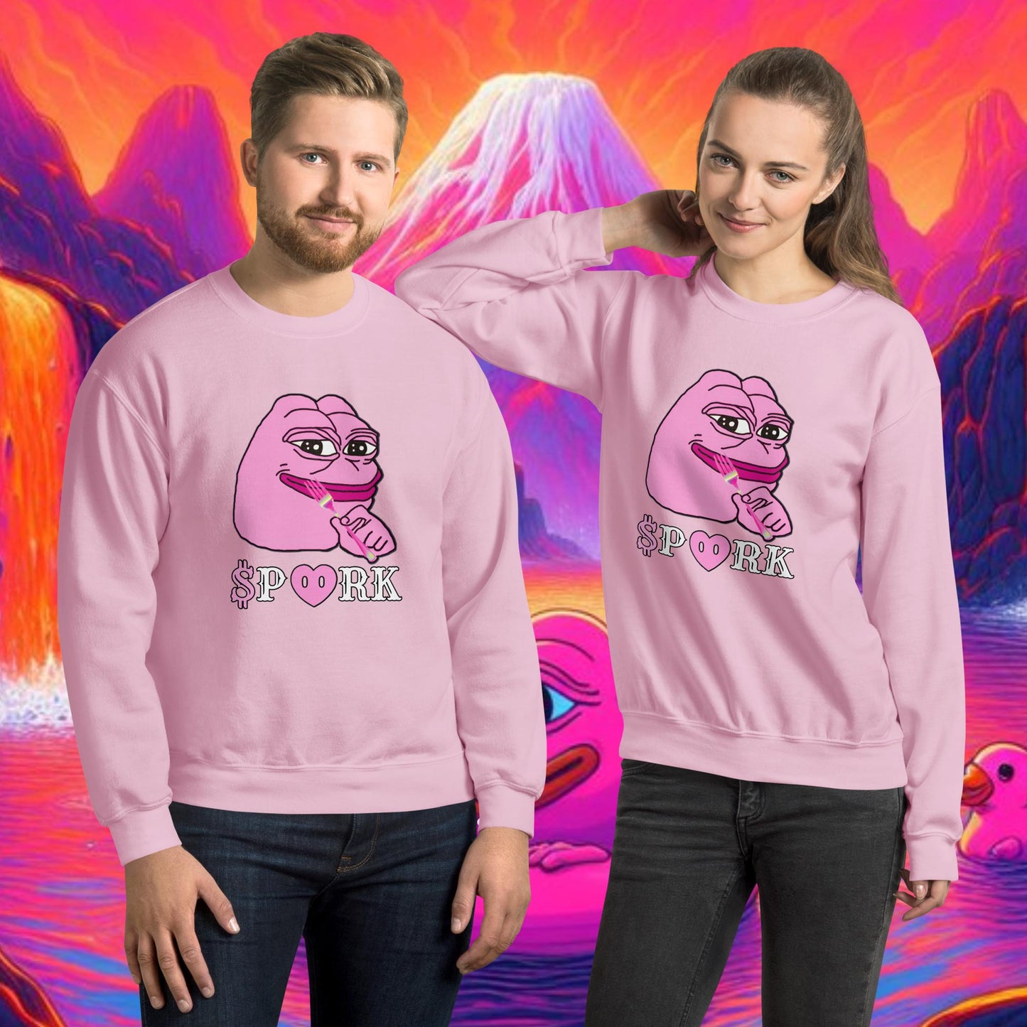AU-D001#S-001 PINK PEPE $PORK Unisex Crew Neck Sweatshirt
