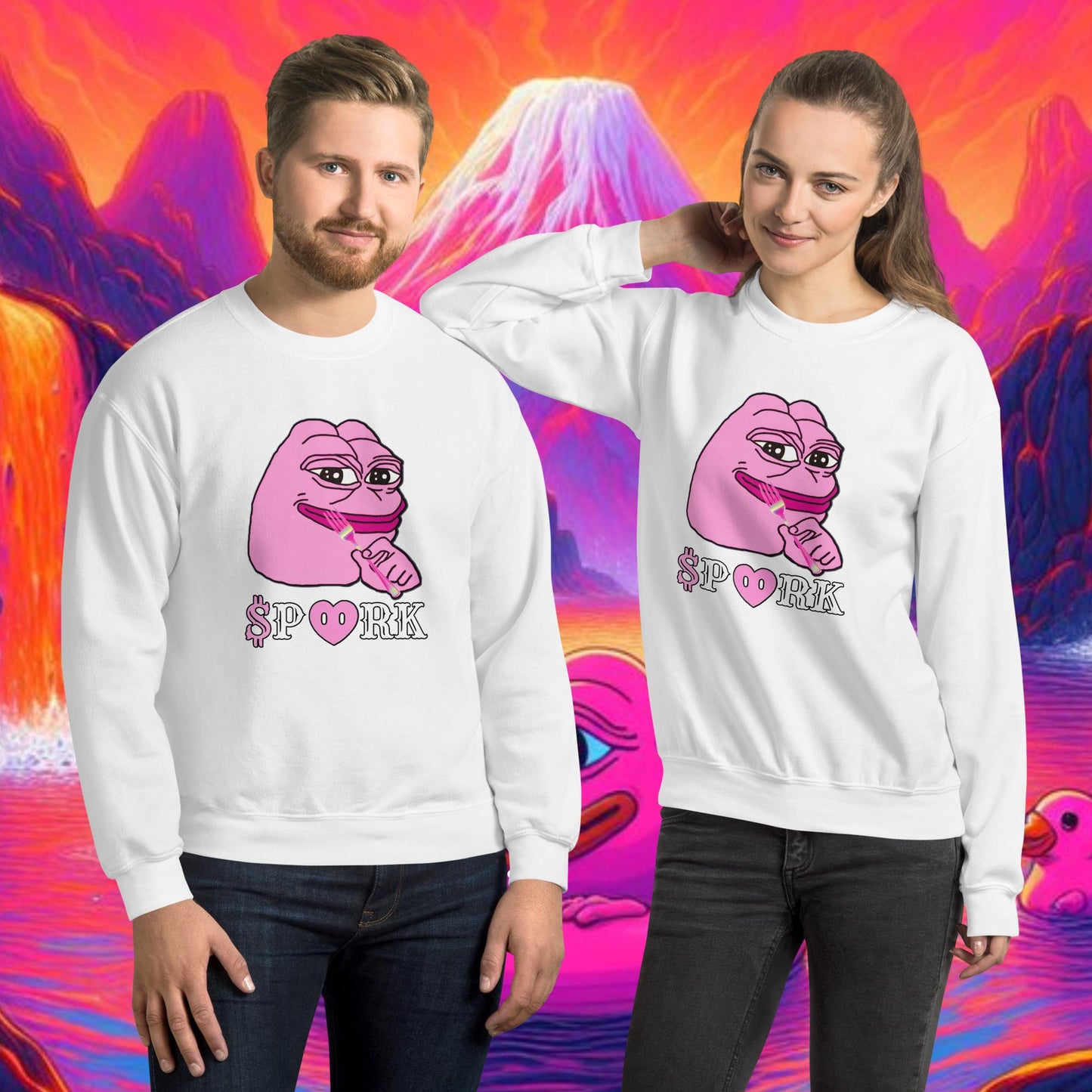 AU-D001#S-001 PINK PEPE $PORK Unisex Crew Neck Sweatshirt