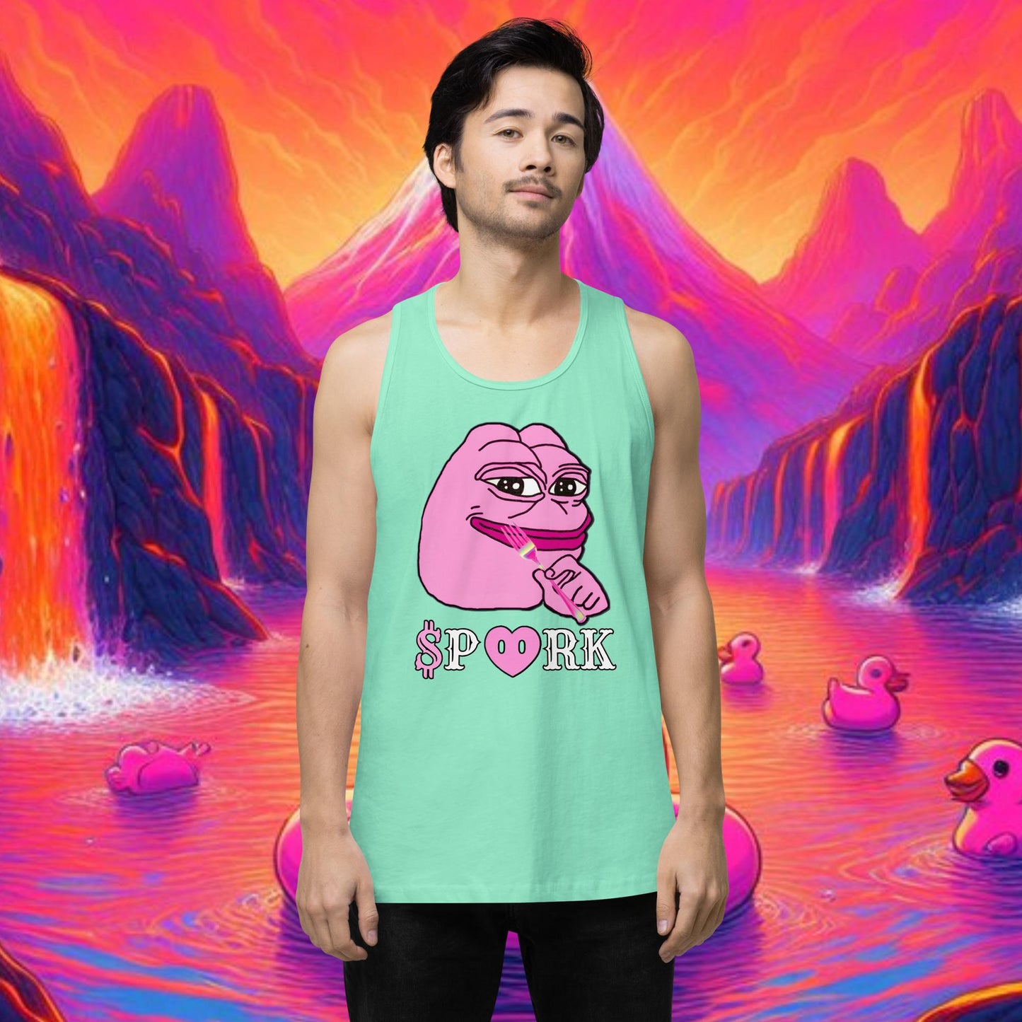 AM-D001#S-001 PINK PEPE $PORK Men's Premium Tank Top