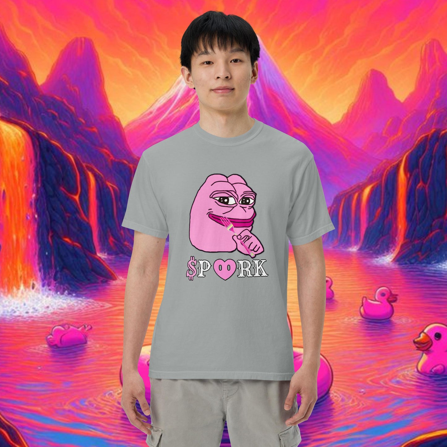 AF-D001#S-001 PINK PEPE $PORK Unisex Garment-Dyed Heavyweight T-Shirt