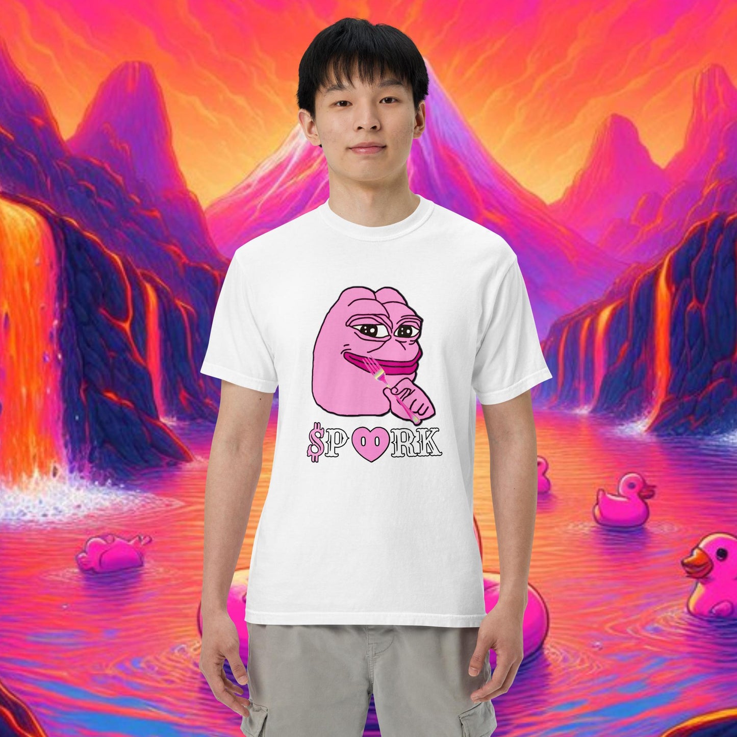 AF-D001#S-001 PINK PEPE $PORK Unisex Garment-Dyed Heavyweight T-Shirt