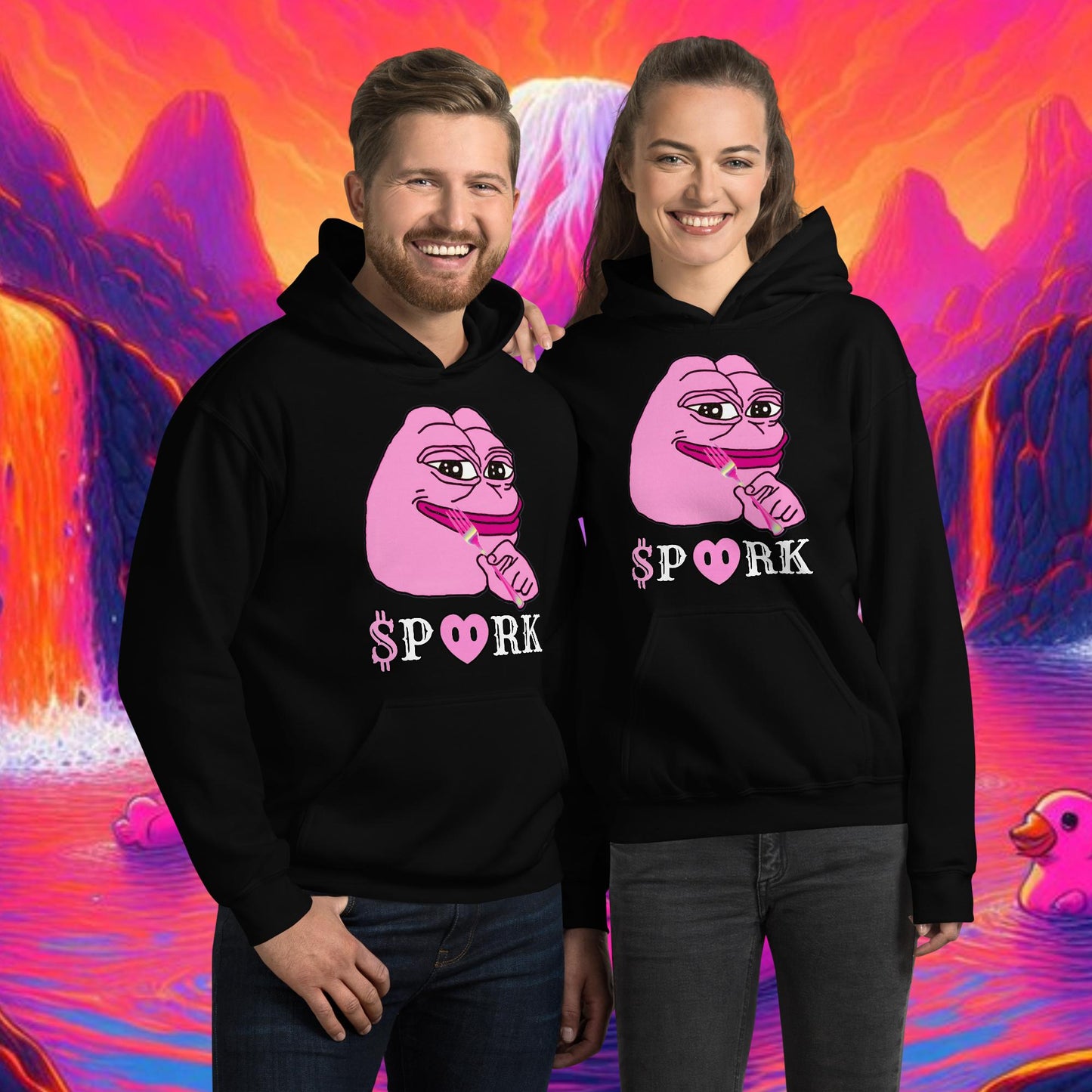 AY-D001#S-001 PINK PEPE $PORK Unisex Heavy Blend Hoodie