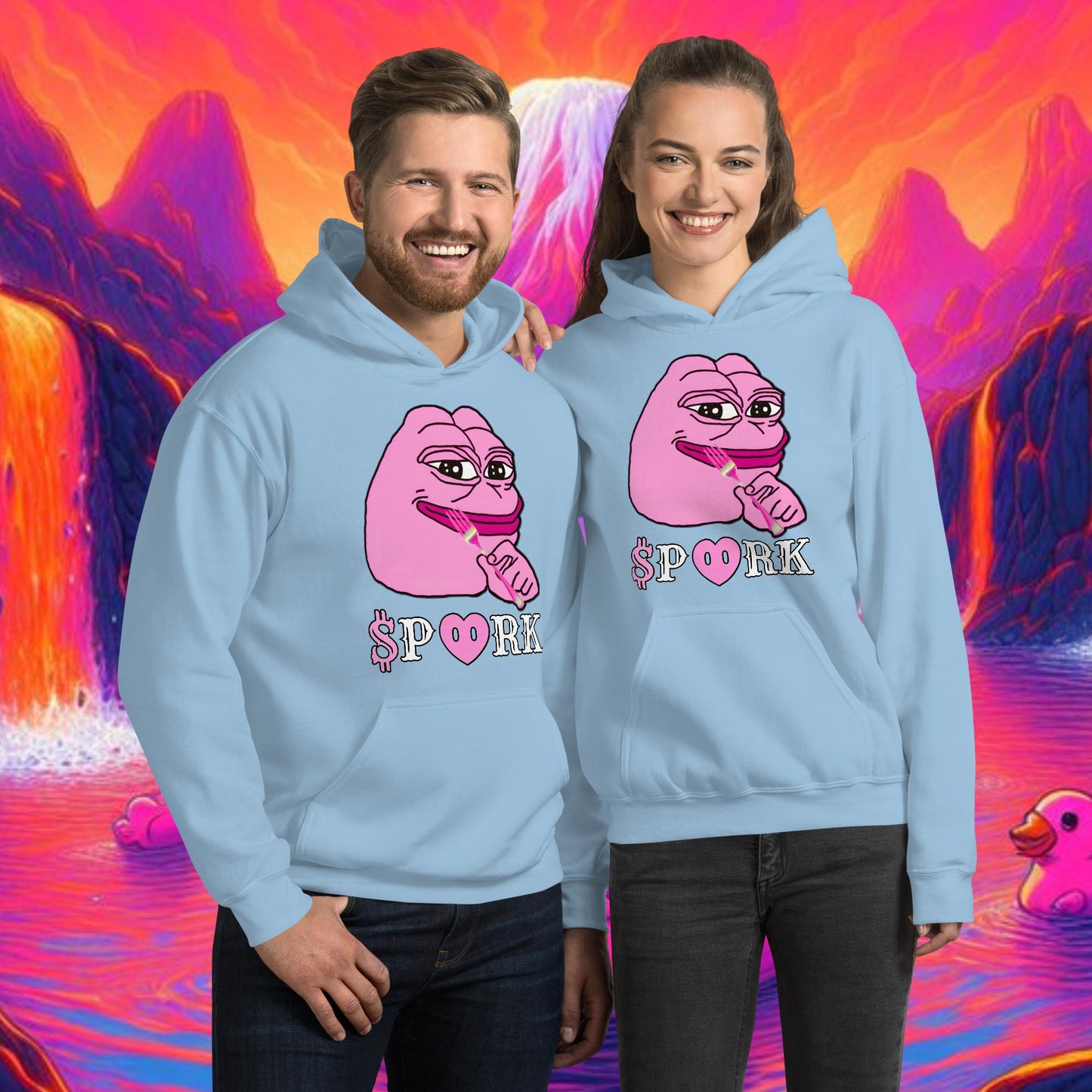 AY-D001#S-001 PINK PEPE $PORK Unisex Heavy Blend Hoodie