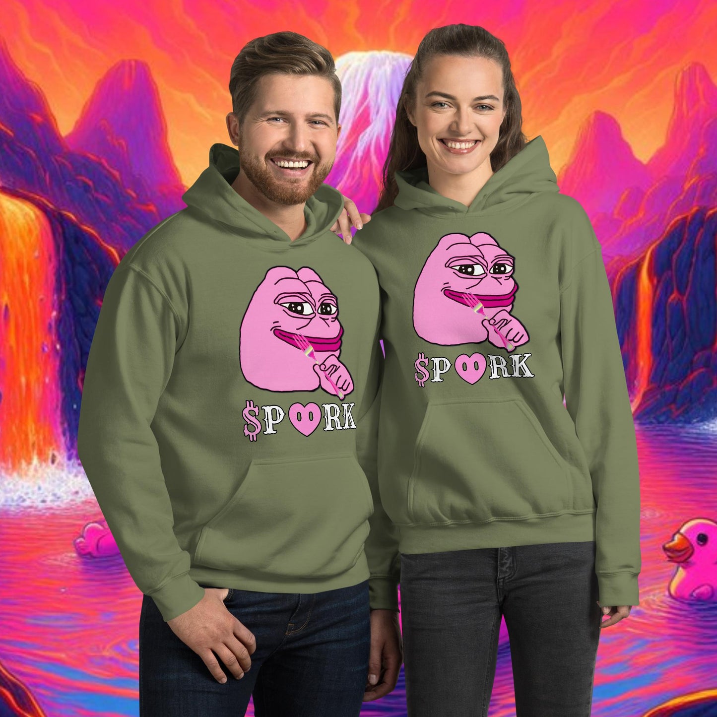 AY-D001#S-001 PINK PEPE $PORK Unisex Heavy Blend Hoodie