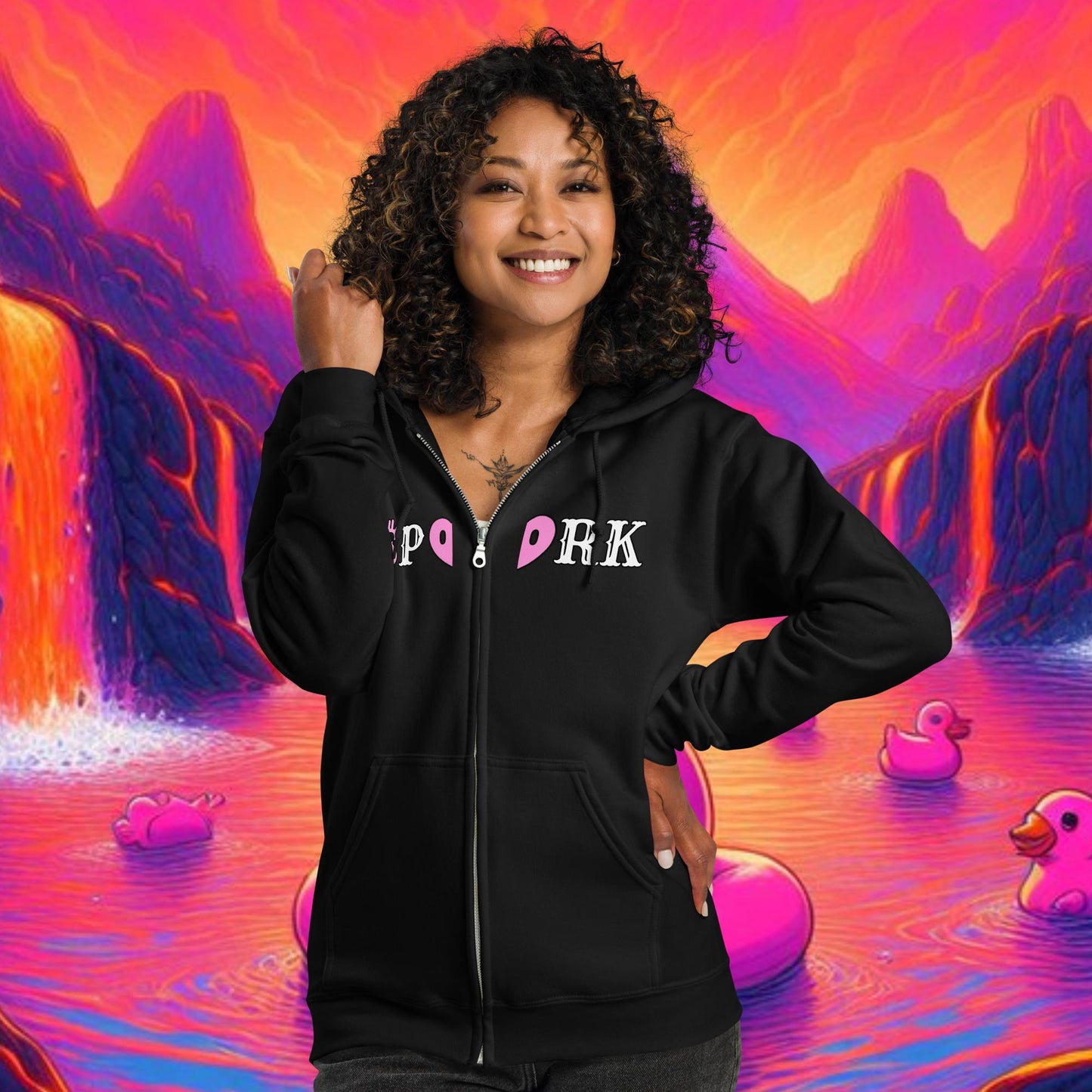 AZ-D001#S-001 PINK PEPE $PORK Unisex Heavy Blend Zip Hoodie