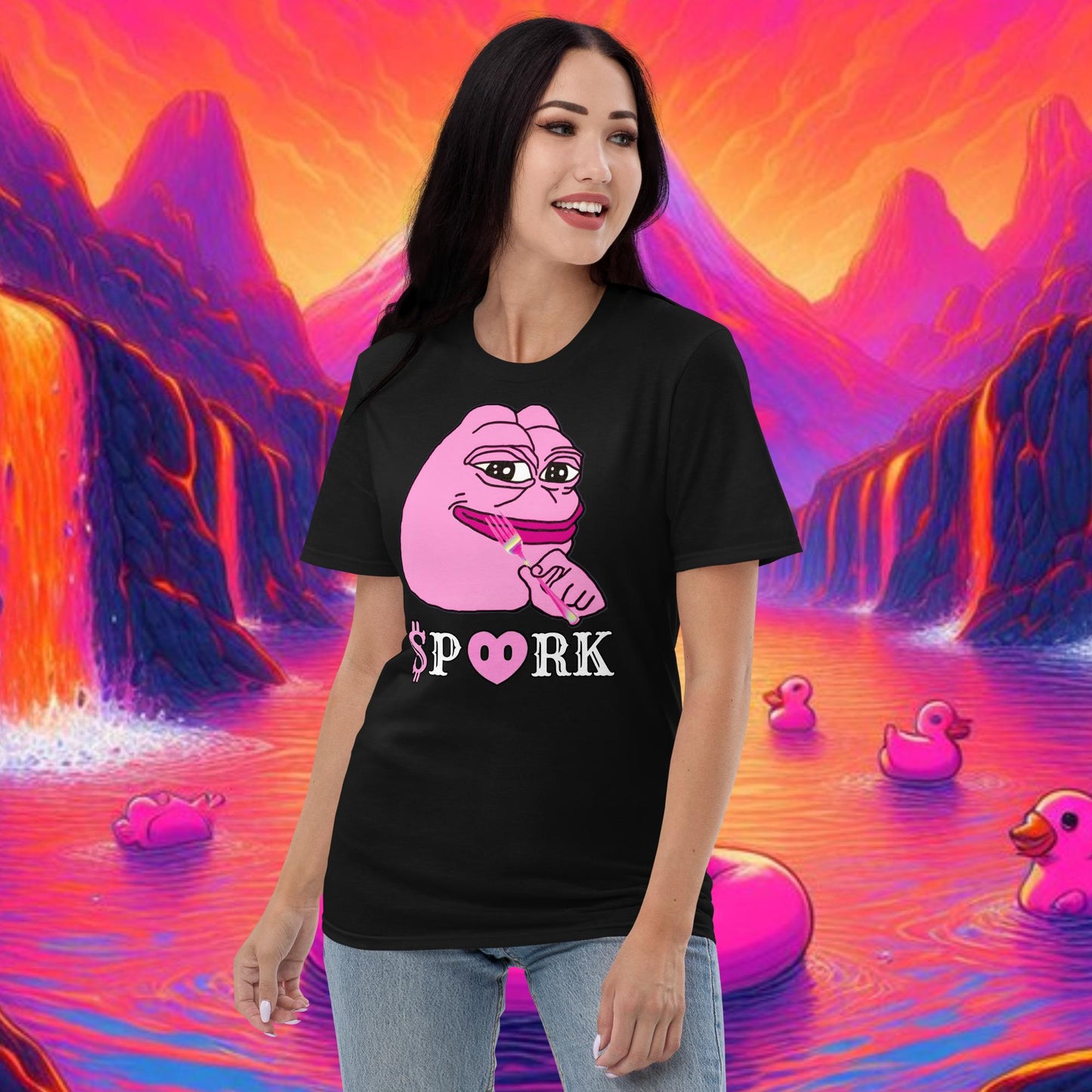 AE-D001#S-001 PINK PEPE $PORK Unisex Lightweight T-Shirt