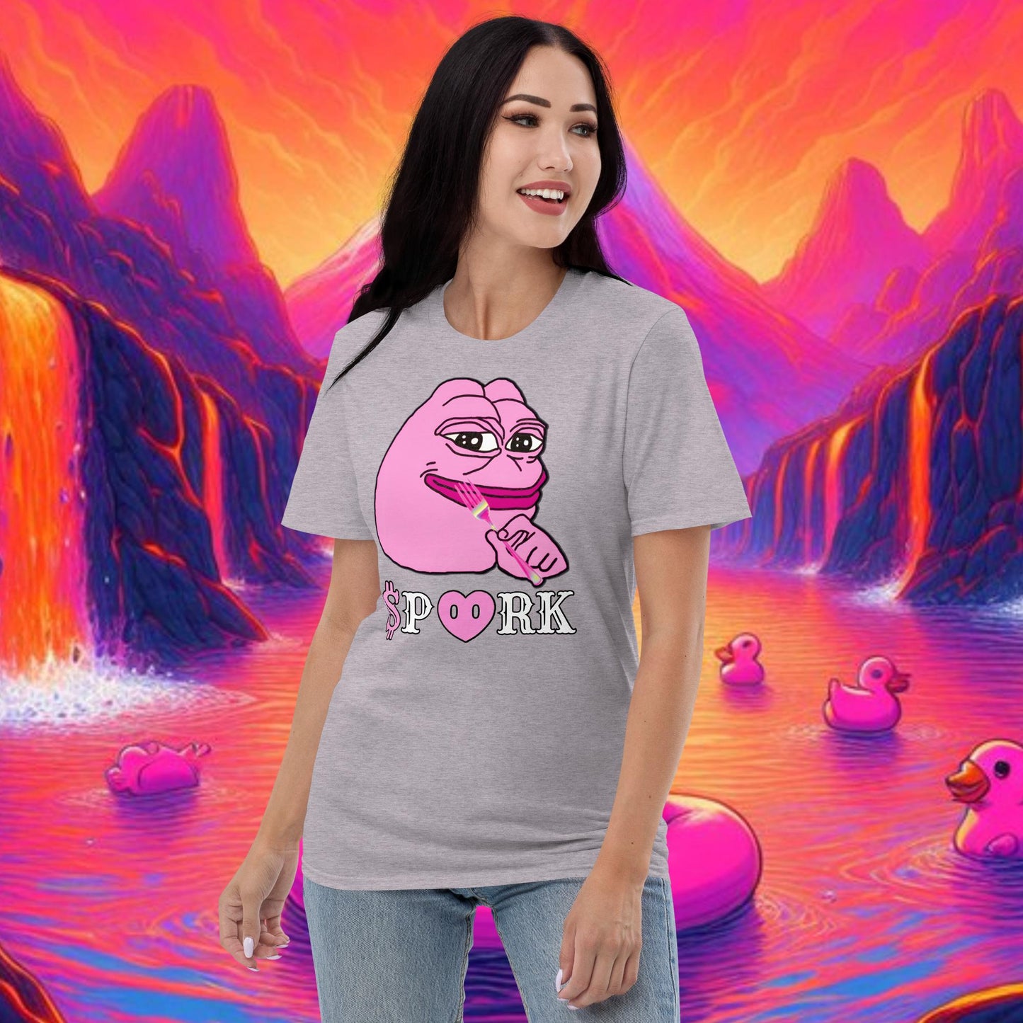 AE-D001#S-001 PINK PEPE $PORK Unisex Lightweight T-Shirt