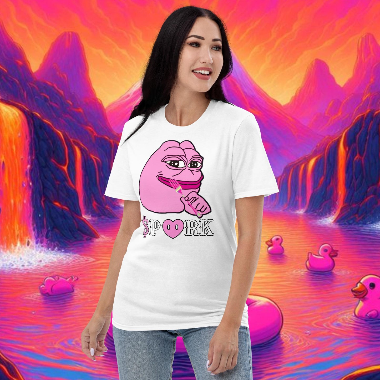 AE-D001#S-001 PINK PEPE $PORK Unisex Lightweight T-Shirt