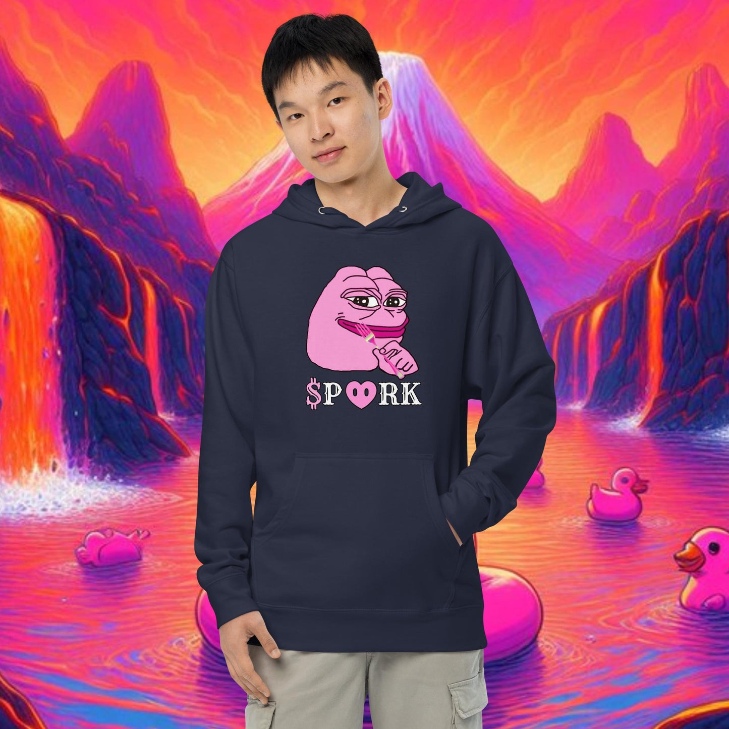 BB-D001#S-001 PINK PEPE $PORK Unisex Midweight Hoodie