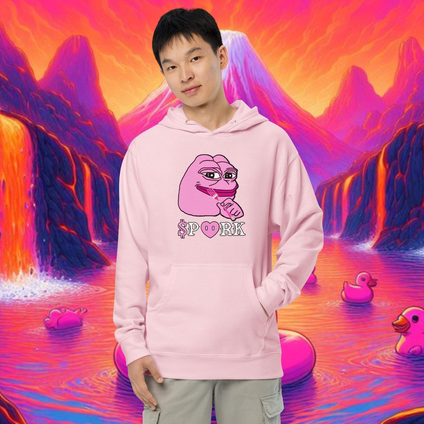 BB-D001#S-001 PINK PEPE $PORK Unisex Midweight Hoodie