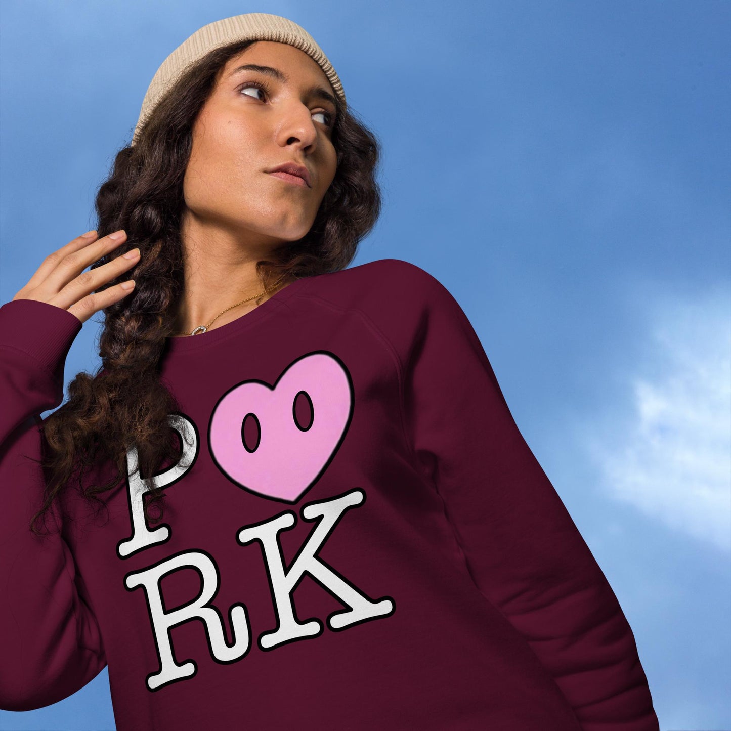 AX-D000#S-000 P<3RK Unisex Organic Raglan Sweatshirt