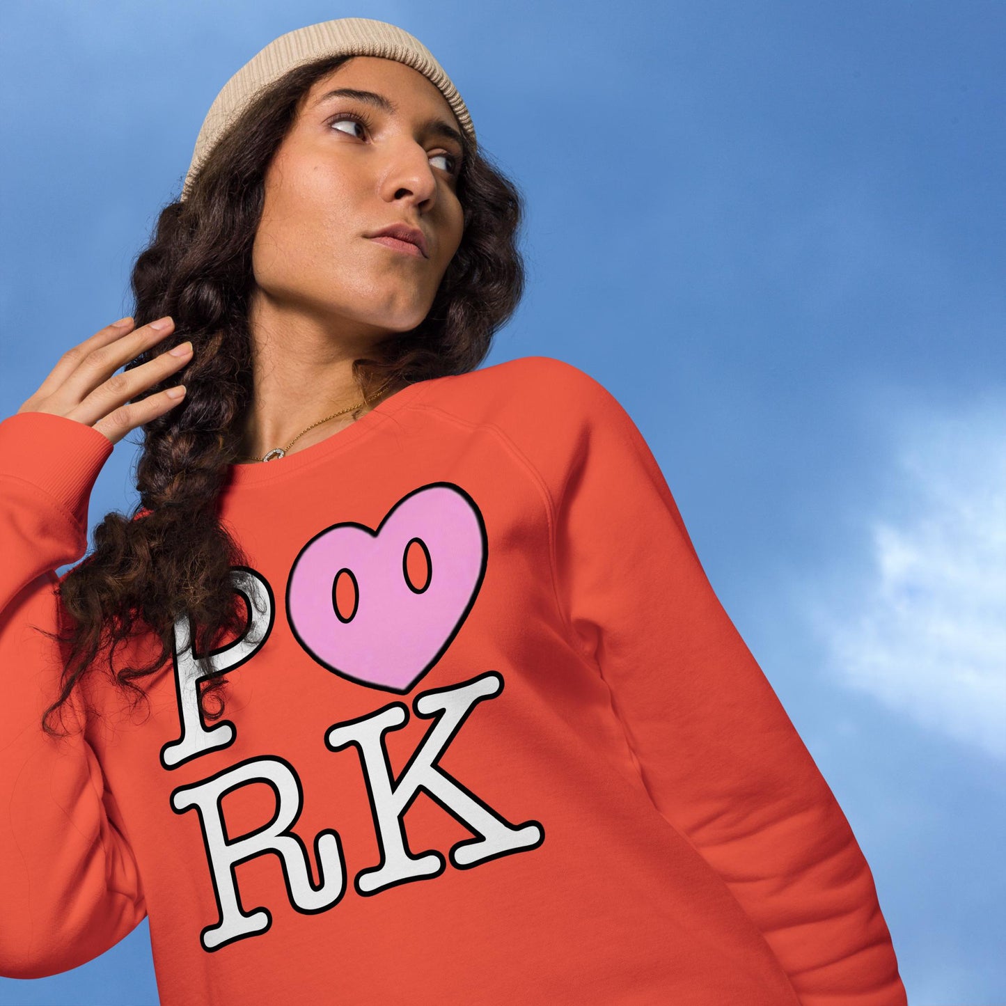 AX-D000#S-000 P<3RK Unisex Organic Raglan Sweatshirt