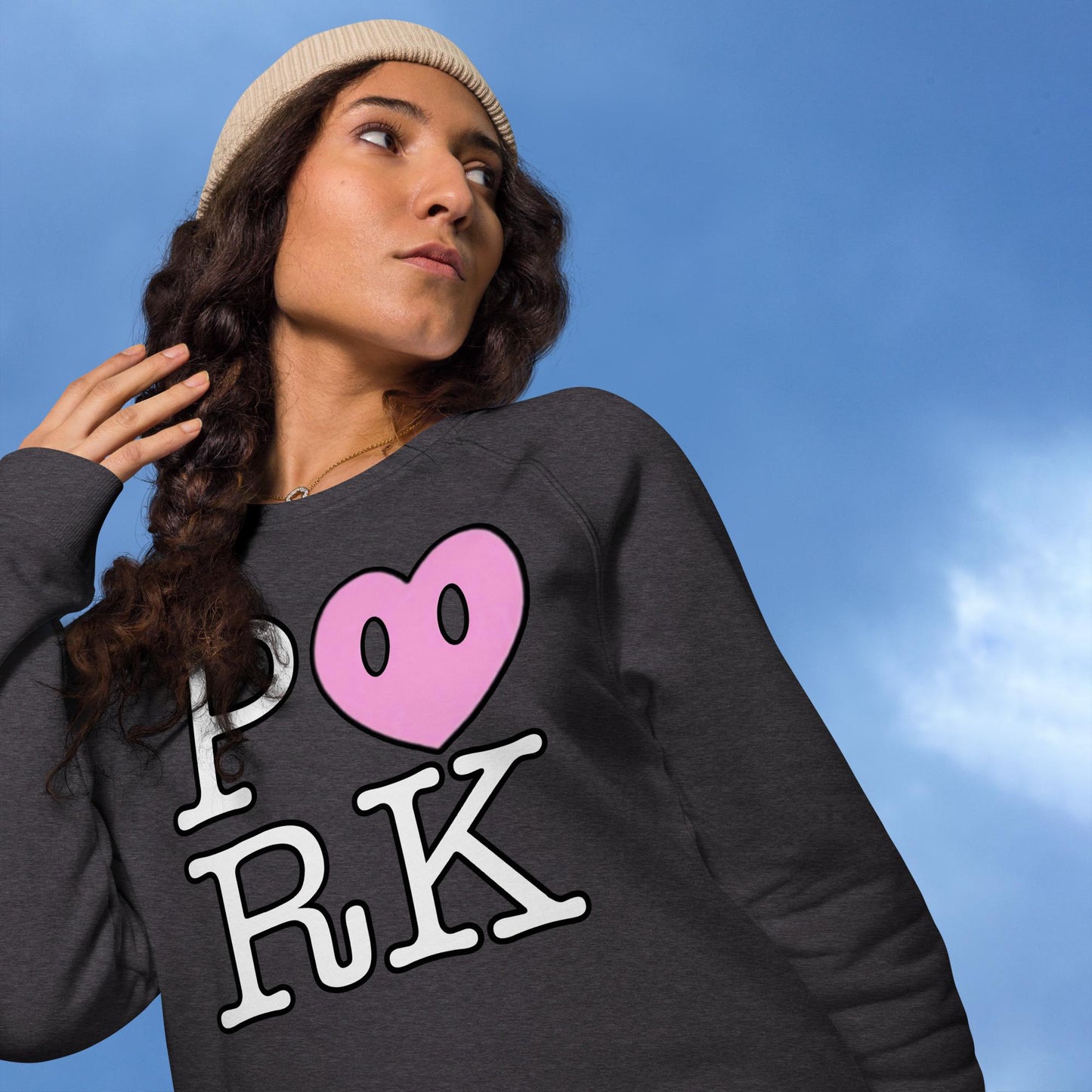 AX-D000#S-000 P<3RK Unisex Organic Raglan Sweatshirt