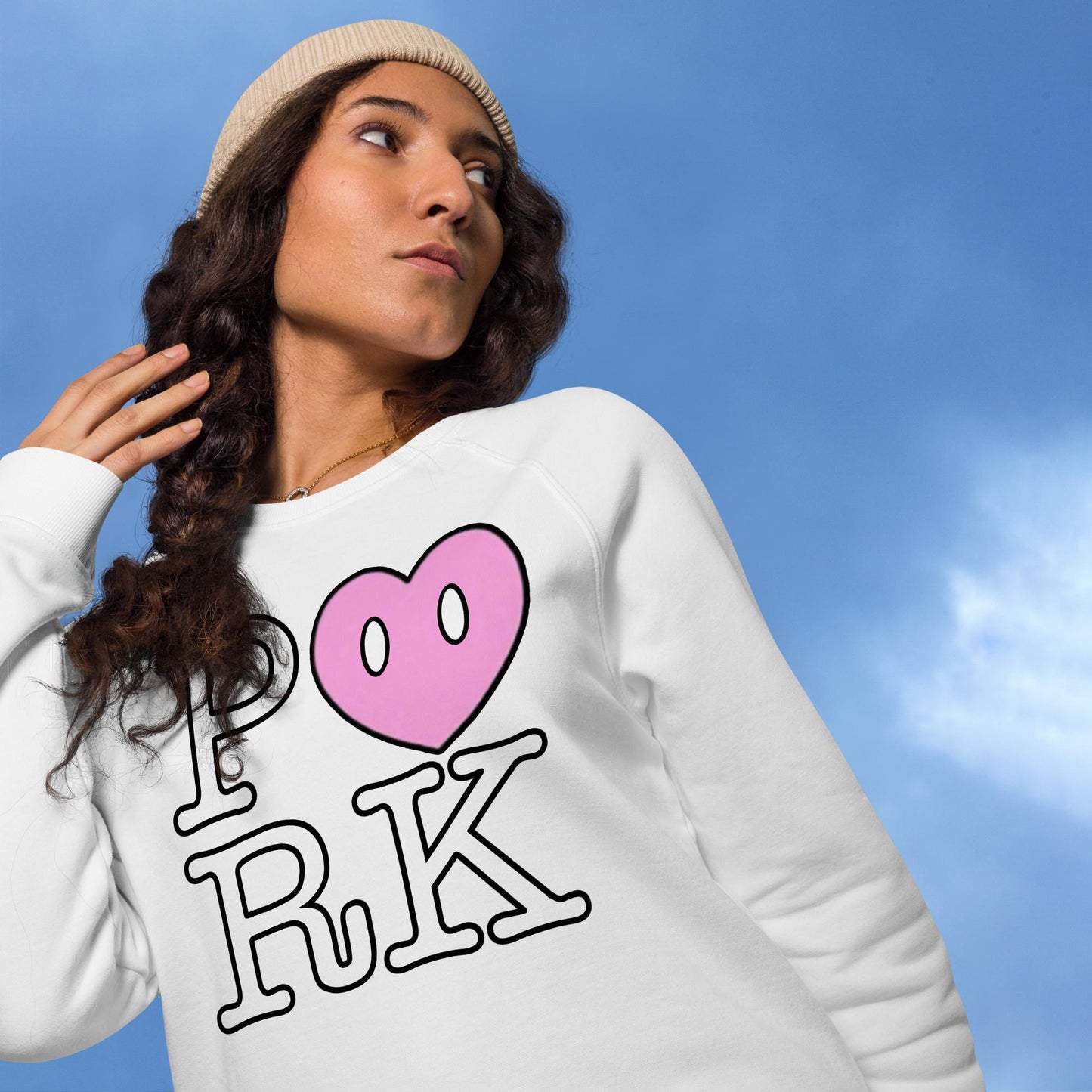 AX-D000#S-000 P<3RK Unisex Organic Raglan Sweatshirt