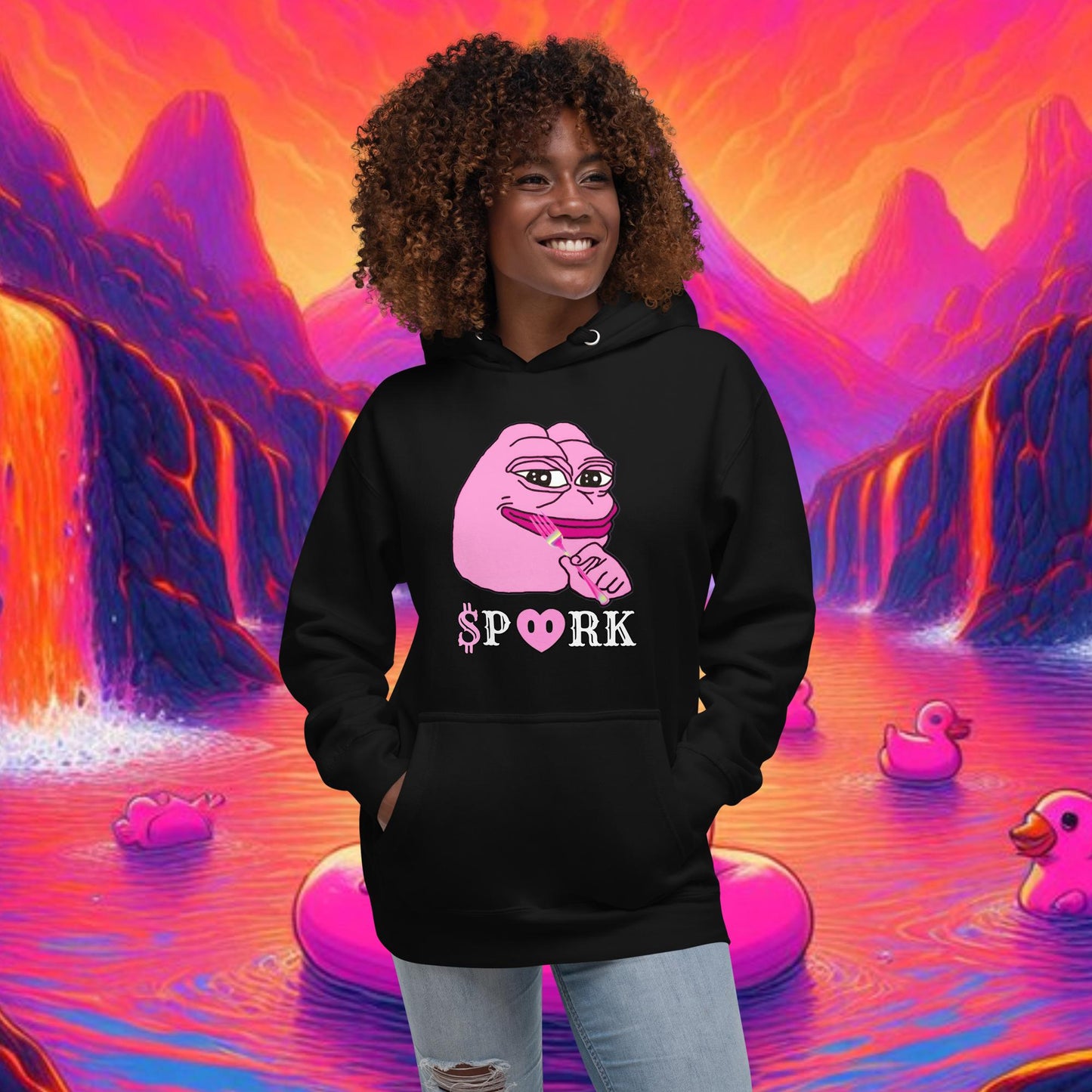 BA-D001#S-001 PINK PEPE $PORK Unisex Premium Hoodie