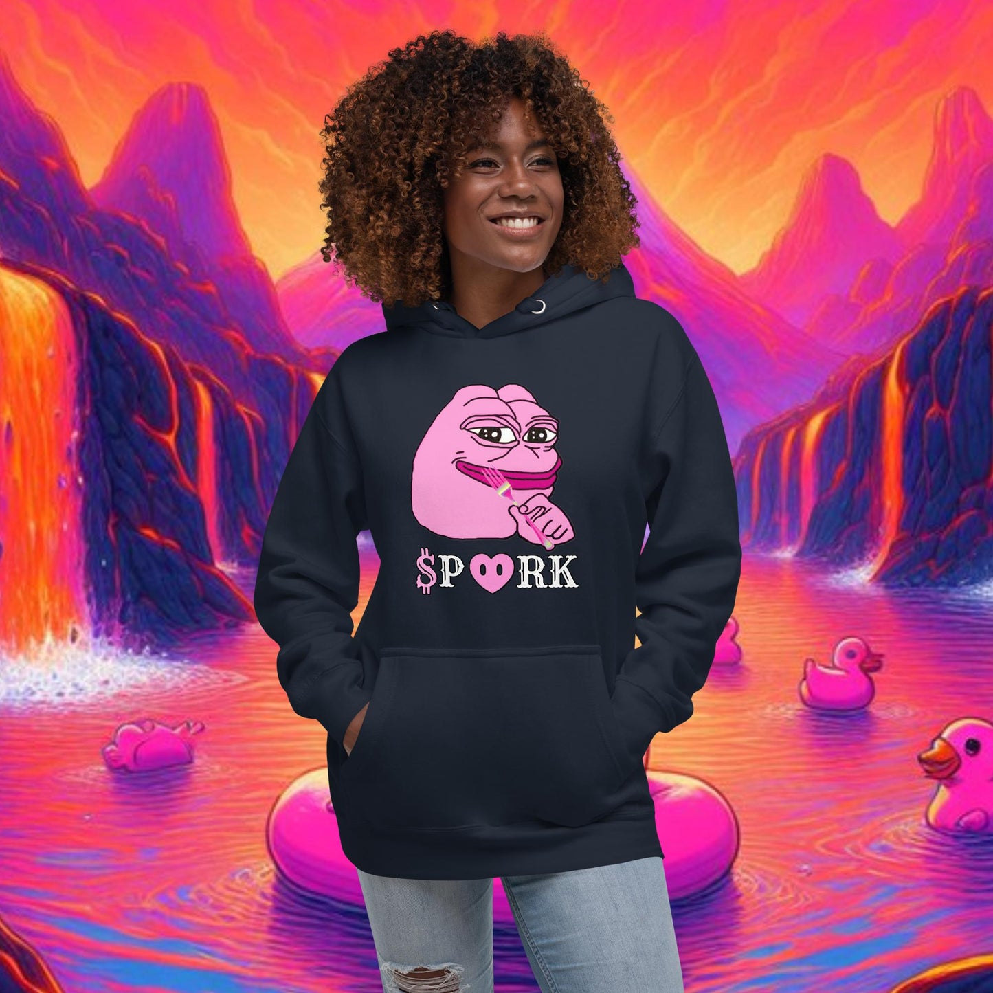 BA-D001#S-001 PINK PEPE $PORK Unisex Premium Hoodie