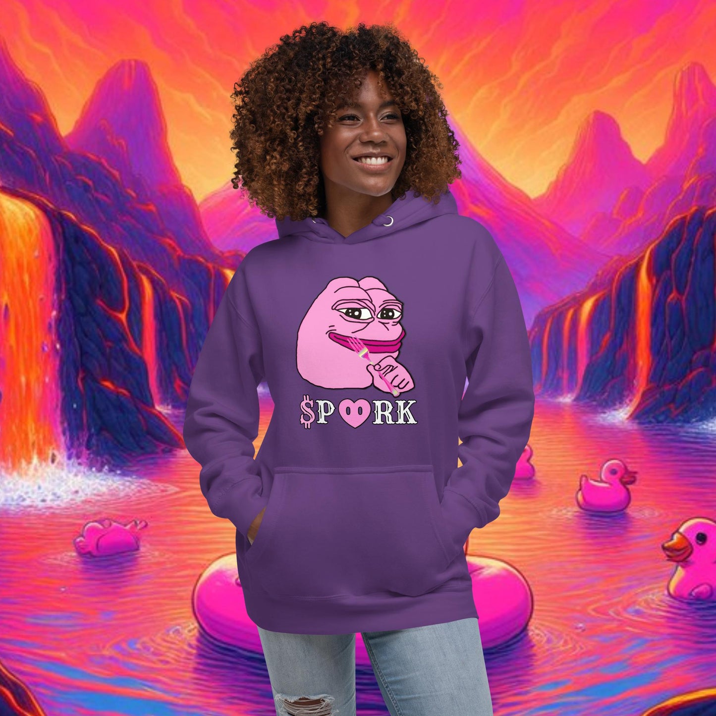 BA-D001#S-001 PINK PEPE $PORK Unisex Premium Hoodie