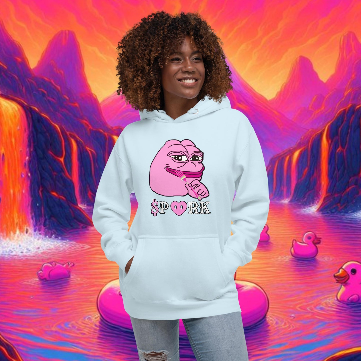 BA-D001#S-001 PINK PEPE $PORK Unisex Premium Hoodie