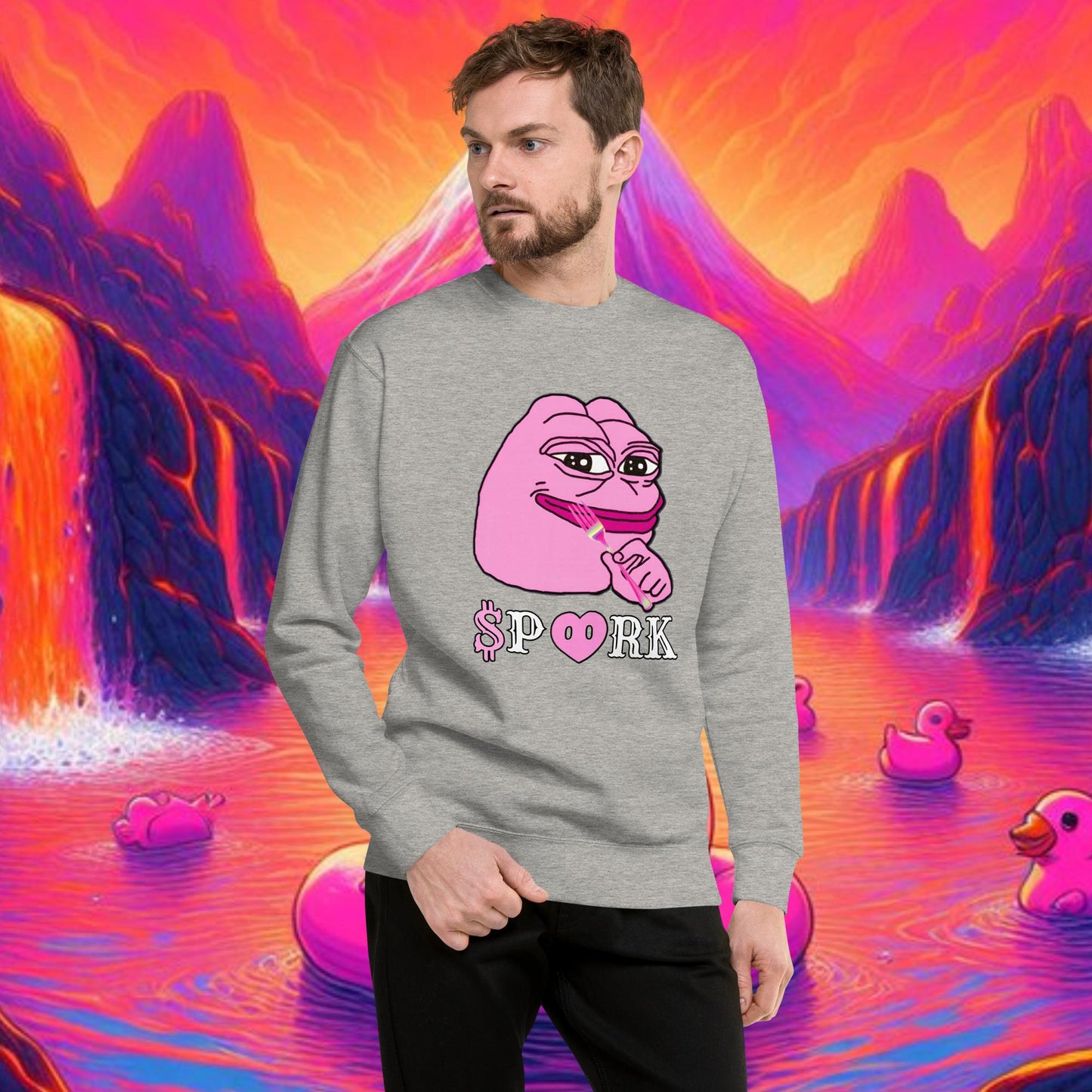 AW-D001#S-001 PINK PEPE $PORK Unisex Premium Sweatshirt