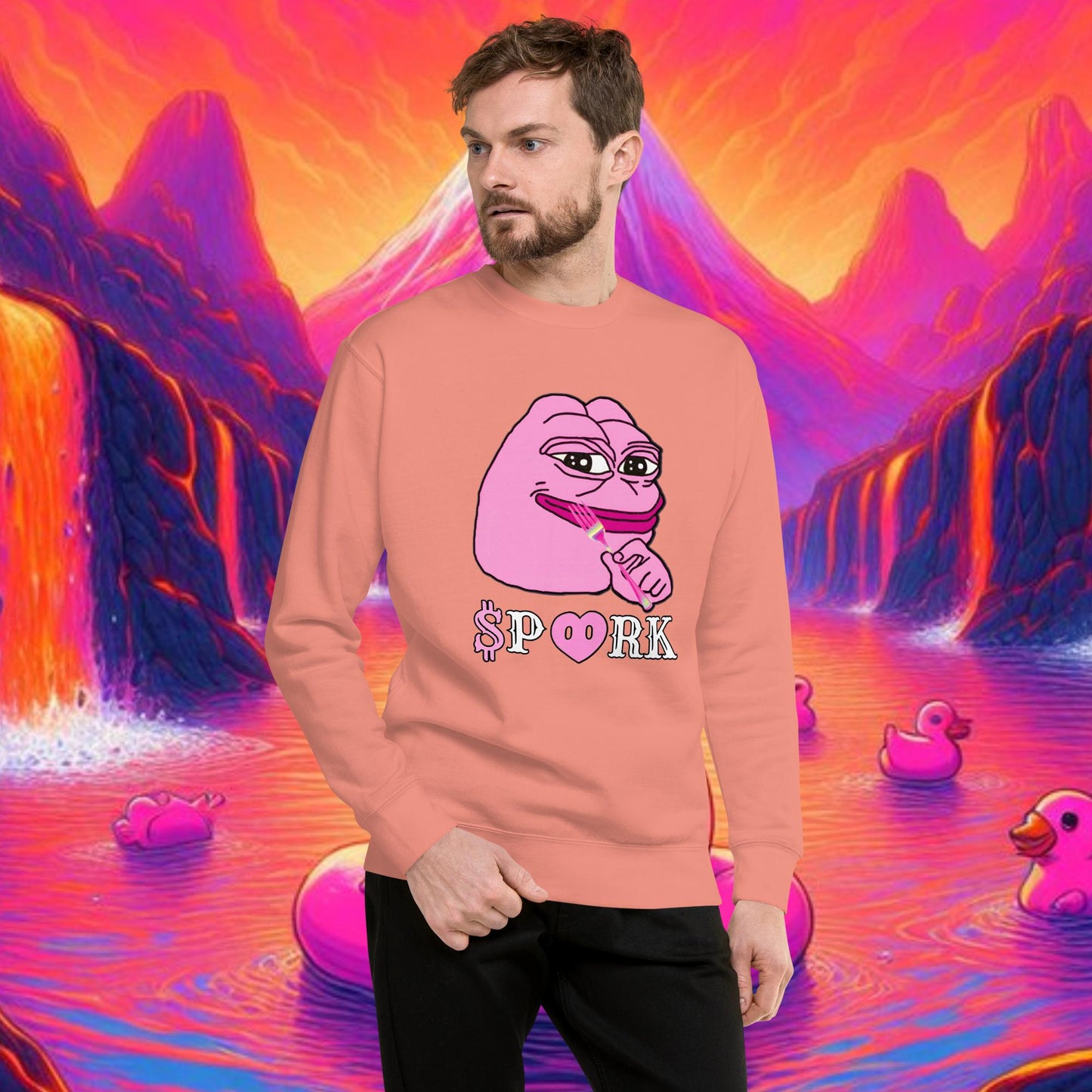 AW-D001#S-001 PINK PEPE $PORK Unisex Premium Sweatshirt