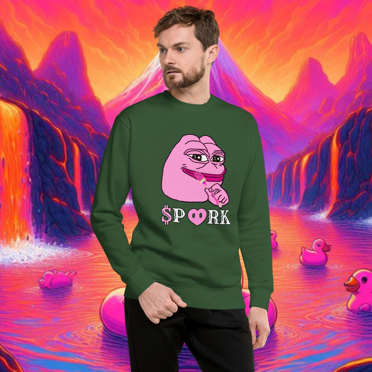 AW-D001#S-001 PINK PEPE $PORK Unisex Premium Sweatshirt