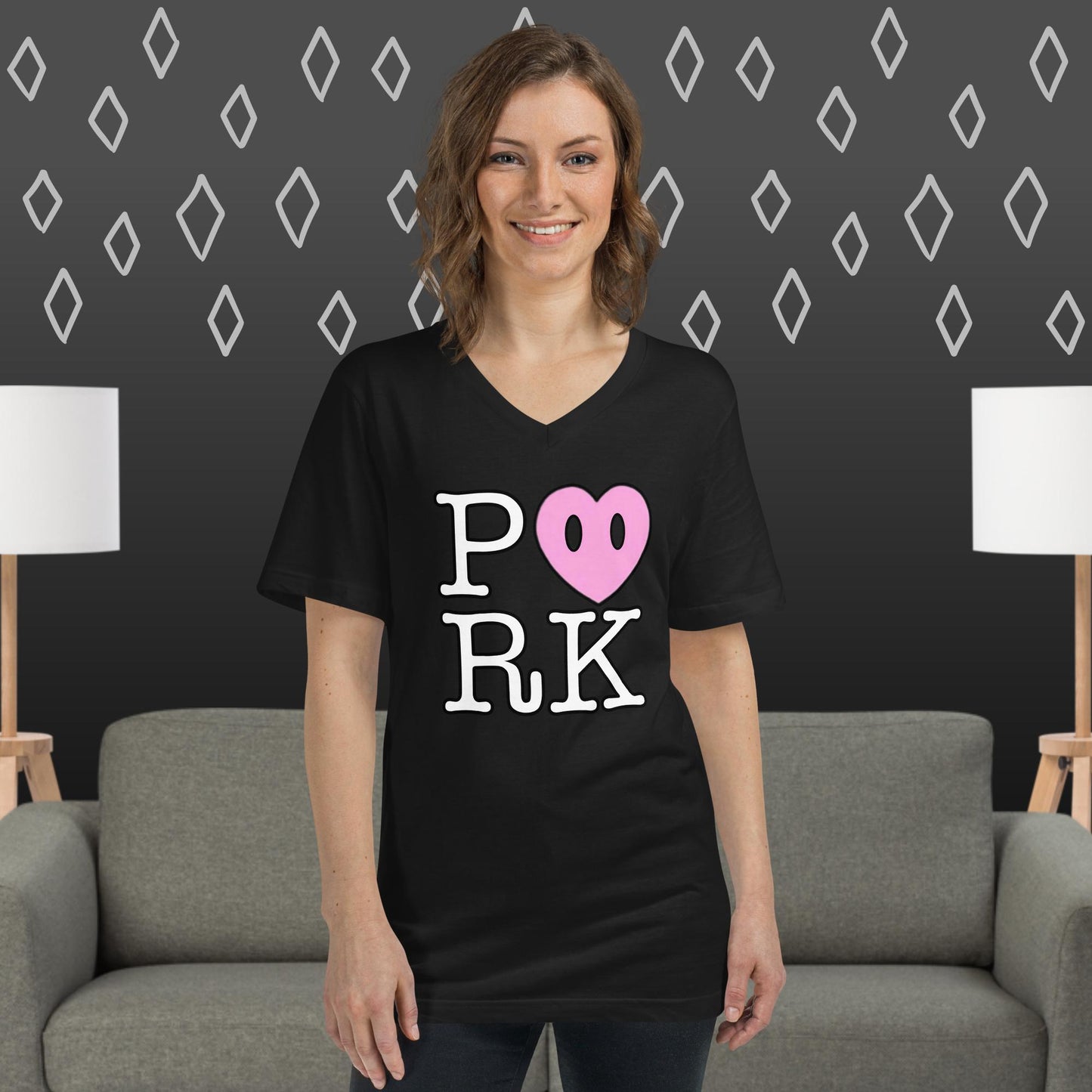 AG-D000#S-000 P<3RK Unisex V-Neck Tee