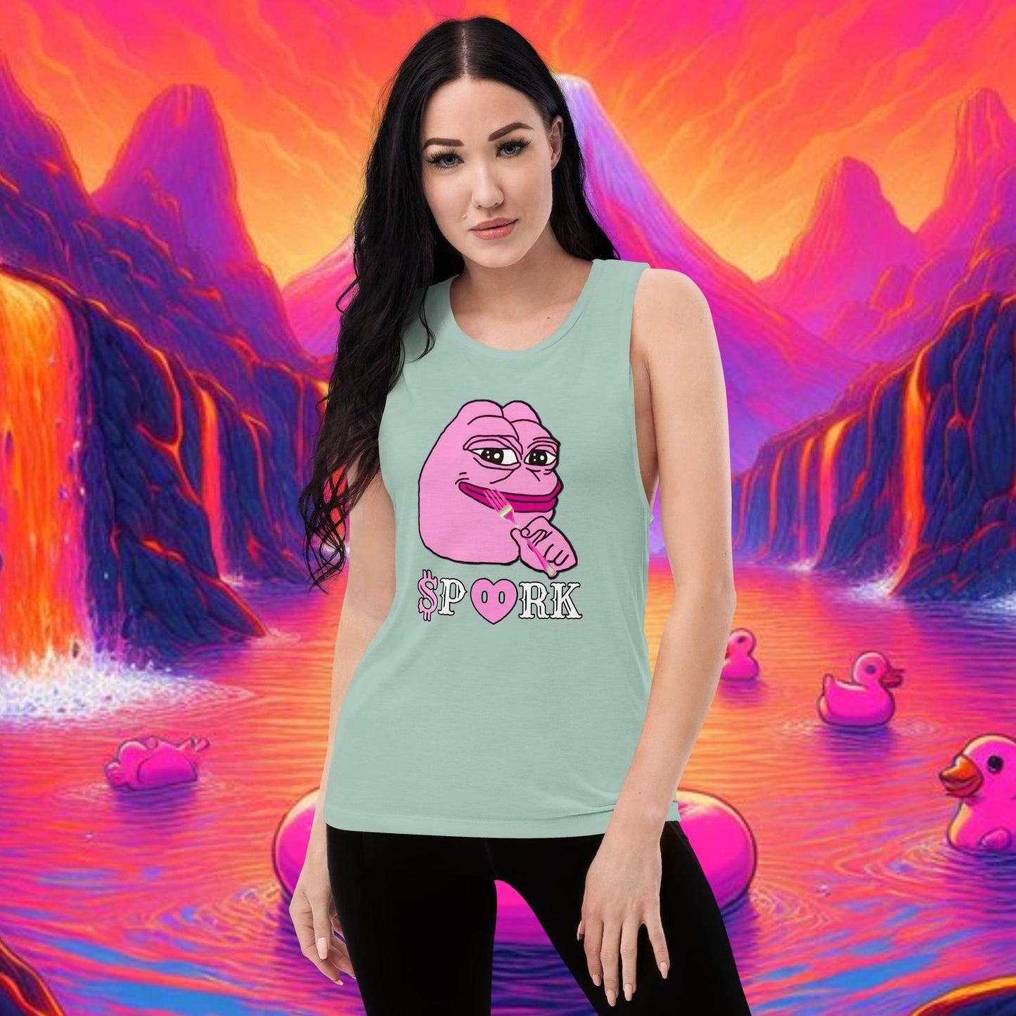 AO-D001#S-001 PINK PEPE $PORK Women's Muscle Tank