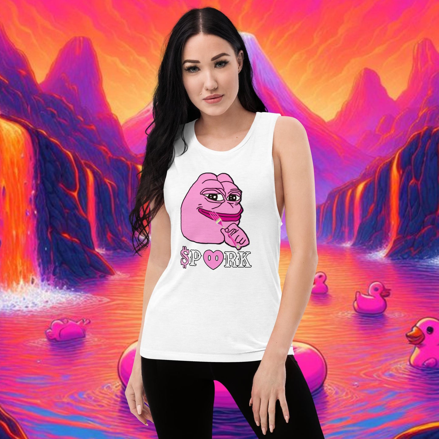 AO-D001#S-001 PINK PEPE $PORK Women's Muscle Tank